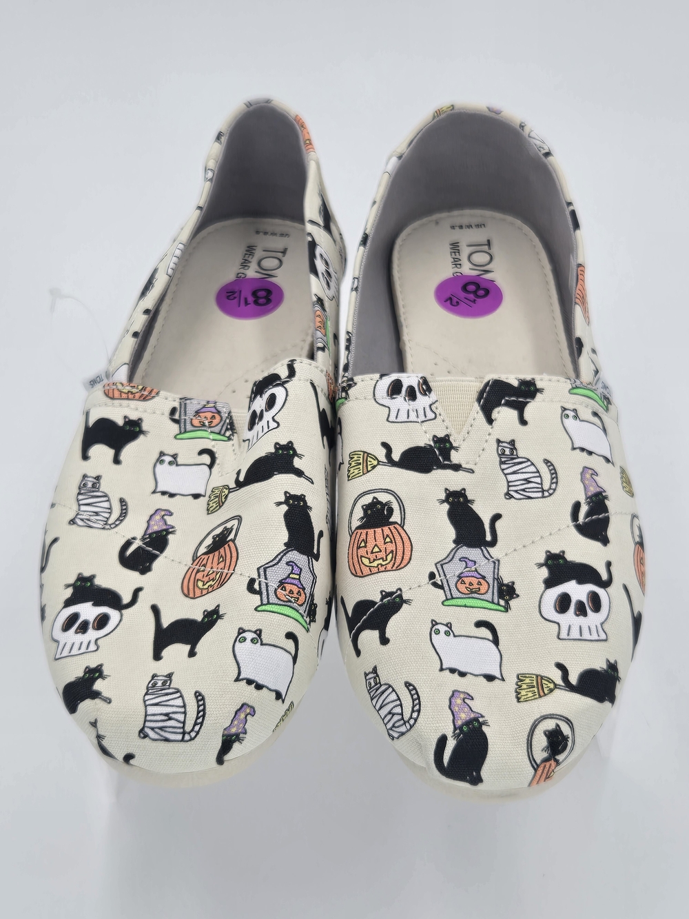 TOMS Women's Belmont Halloween Cat Print Slip-On Shoes Size 8.5 8 1/2 - Picture 7 of 10